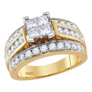 14kt Yellow Gold Women's Princess Diamond Cluster Bridal Wedding Engagement Ring 1-3/4 Cttw - FREE Shipping (US/CAN)-Wedding Jewelry-5-JadeMoghul Inc.