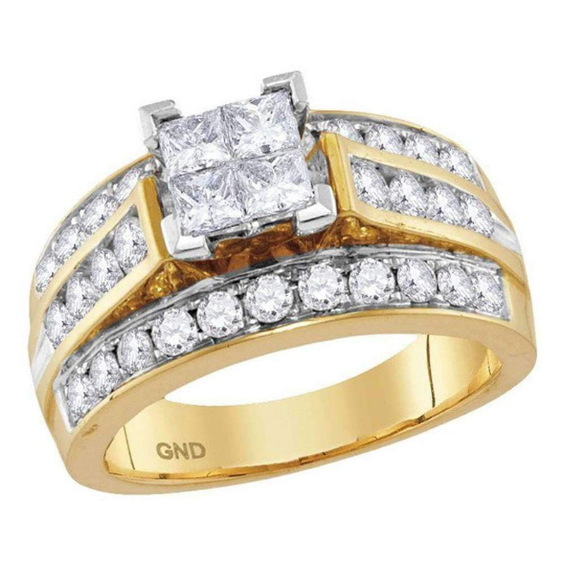 14kt Yellow Gold Women's Princess Diamond Cluster Bridal Wedding Engagement Ring 1-3/4 Cttw - FREE Shipping (US/CAN)-Wedding Jewelry-5-JadeMoghul Inc.