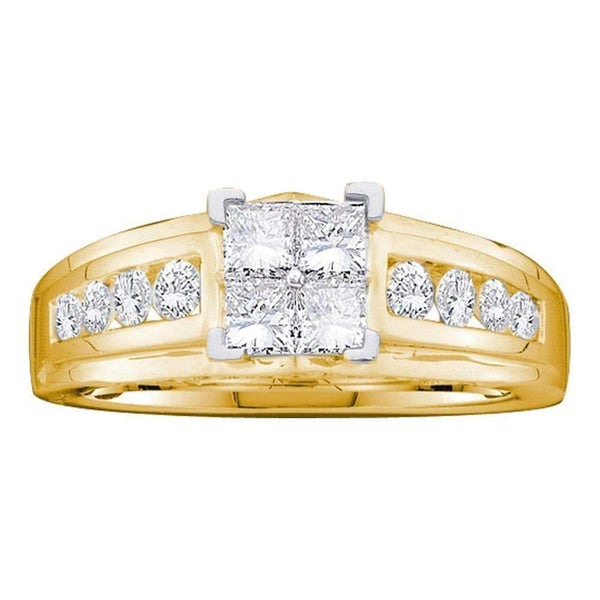 14kt Yellow Gold Women's Princess Diamond Cluster Bridal Wedding Engagement Ring 1.00 Cttw - FREE Shipping (US/CAN)-Gold & Diamond Engagement & Anniversary Rings-5-JadeMoghul Inc.