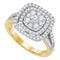 14kt Yellow Gold Women's Princess Diamond Cluster Bridal Wedding Engagement Ring 1.00 Cttw - FREE Shipping (US/CAN)-Gold & Diamond Engagement & Anniversary Rings-JadeMoghul Inc.