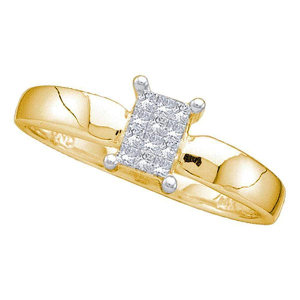 14kt Yellow Gold Women's Princess Diamond Cluster Bridal Wedding Engagement Ring 1/8 Cttw - FREE Shipping (US/CAN)-Gold & Diamond Engagement & Anniversary Rings-5-JadeMoghul Inc.