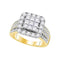 14kt Yellow Gold Women's Princess Diamond Cluster Bridal Wedding Engagement Ring 2.00 Cttw - FREE Shipping (US/CAN)-Gold & Diamond Engagement & Anniversary Rings-6-JadeMoghul Inc.