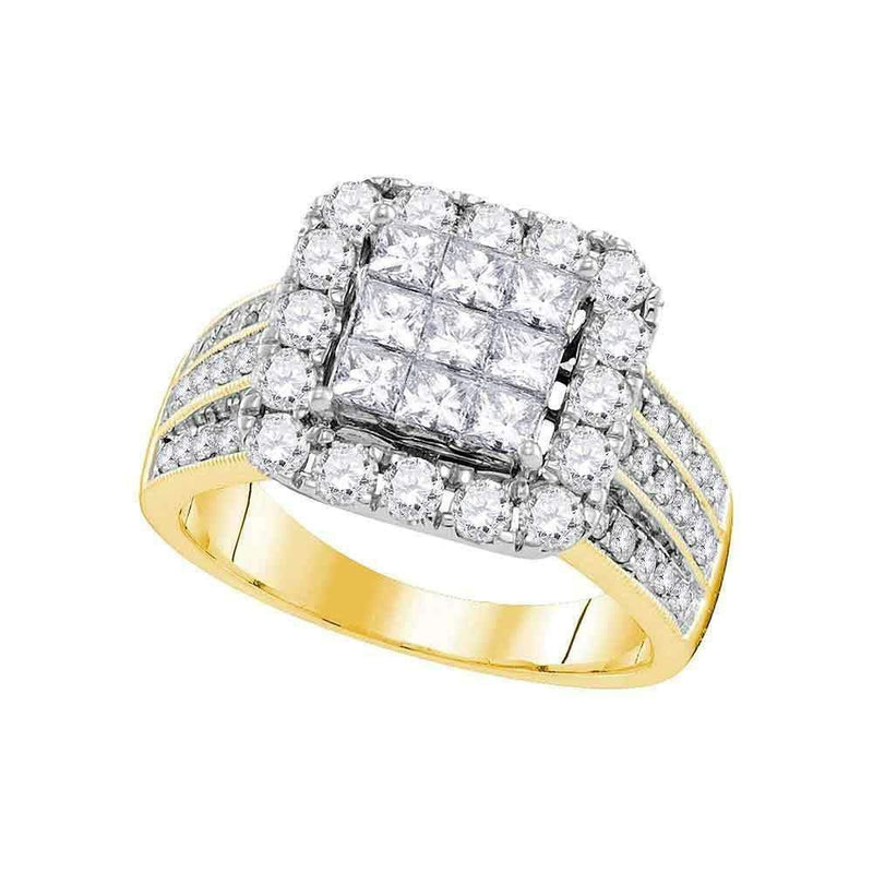 14kt Yellow Gold Women's Princess Diamond Cluster Bridal Wedding Engagement Ring 2.00 Cttw - FREE Shipping (US/CAN)-Gold & Diamond Engagement & Anniversary Rings-6-JadeMoghul Inc.