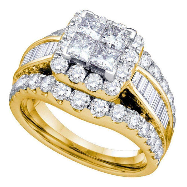 14kt Yellow Gold Women's Princess Diamond Cluster Bridal Wedding Engagement Ring 2.00 Cttw - FREE Shipping (US/CAN)-Wedding Jewelry-5-JadeMoghul Inc.