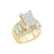 14kt Yellow Gold Women's Princess Diamond Cluster Bridal Wedding Engagement Ring 3.00 Cttw - FREE Shipping (US/CAN) - Size 10-Gold & Diamond Engagement & Anniversary Rings-JadeMoghul Inc.