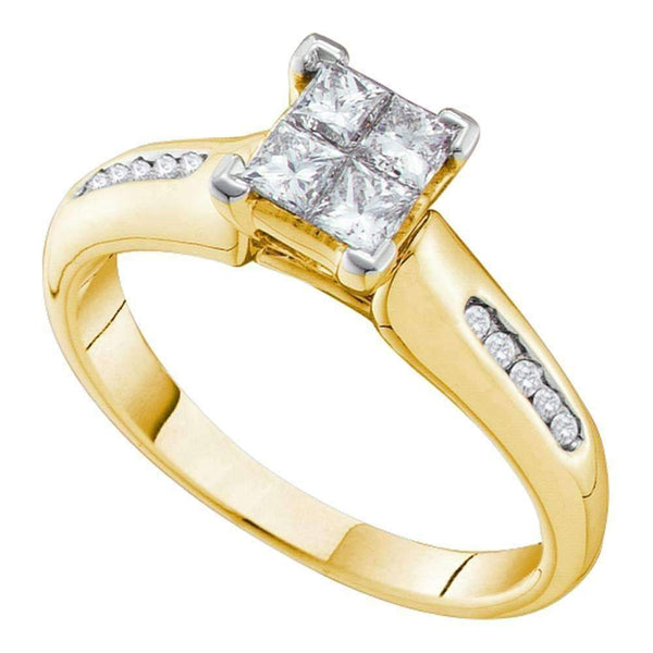 14kt Yellow Gold Women's Princess Diamond Cluster Bridal Wedding Engagement Ring 5/8 Cttw - FREE Shipping (US/CAN)-Gold & Diamond Engagement & Anniversary Rings-5-JadeMoghul Inc.
