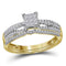 14kt Yellow Gold Women's Princess Diamond Cluster Bridal Wedding Engagement Ring Band Set 1-2 Cttw - FREE Shipping (US/CAN)-Gold & Diamond Wedding Ring Sets-JadeMoghul Inc.
