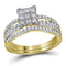 14kt Yellow Gold Women's Princess Diamond Cluster Bridal Wedding Engagement Ring Band Set 1.00 Cttw - FREE Shipping (US/CAN)-Gold & Diamond Wedding Ring Sets-JadeMoghul Inc.