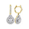 14kt Yellow Gold Women's Princess Diamond Double Circle Frame Dangle Earrings 1.00 Cttw - FREE Shipping (USA/CAN)-Gold & Diamond Earrings-JadeMoghul Inc.