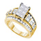 14kt Yellow Gold Women's Princess Diamond Elevated Cluster Bridal Wedding Engagement Ring 3.00 Cttw - FREE Shipping (US/CAN)-Gold & Diamond Engagement & Anniversary Rings-7.5-JadeMoghul Inc.