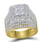14kt Yellow Gold Women's Princess Diamond Halo Bridal Wedding Engagement Ring Band Set 3.00 Cttw - FREE Shipping (US/CAN)-Gold & Diamond Wedding Ring Sets-JadeMoghul Inc.