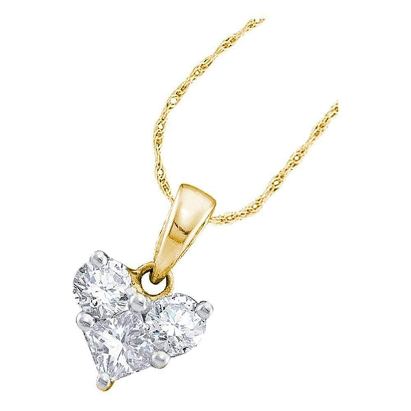 14kt Yellow Gold Women's Princess Diamond Heart Love Pendant 1-2 Cttw - FREE Shipping (US/CAN)-Gold & Diamond Pendants & Necklaces-JadeMoghul Inc.