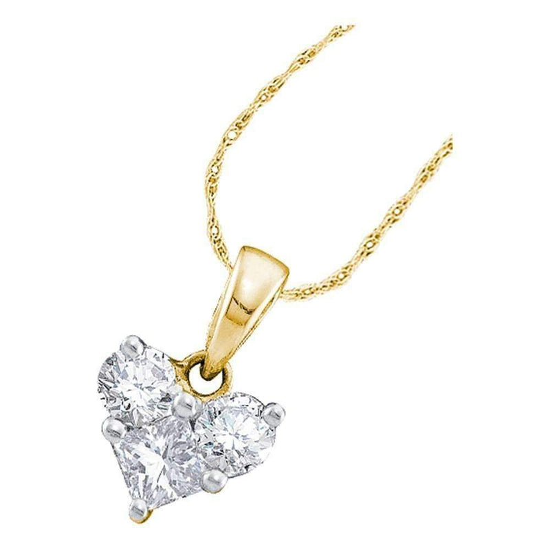14kt Yellow Gold Women's Princess Diamond Heart Love Pendant 1-2 Cttw - FREE Shipping (US/CAN)-Gold & Diamond Pendants & Necklaces-JadeMoghul Inc.