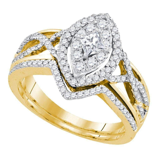 14kt Yellow Gold Women's Princess Diamond Oval Bridal Wedding Engagement Ring Band Set 7/8 Cttw - FREE Shipping (US/CAN)-Gold & Diamond Wedding Ring Sets-5-JadeMoghul Inc.