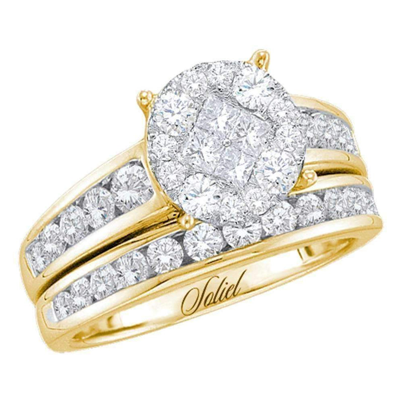 14kt Yellow Gold Women's Princess Diamond Soleil Bridal Wedding Engagement Ring Band Set 1.00 Cttw - FREE Shipping (US/CAN)-Gold & Diamond Wedding Ring Sets-5-JadeMoghul Inc.