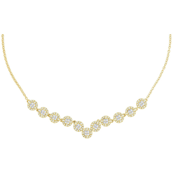 14kt Yellow Gold Women's Princess Diamond Soleil Cluster Luxury Necklace 1-7-8 Cttw - FREE Shipping (US/CAN)-Gold & Diamond Pendants & Necklaces-JadeMoghul Inc.