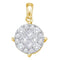 14kt Yellow Gold Women's Princess Diamond Soleil Cluster Pendant 1-4 Cttw - FREE Shipping (US/CAN)-Gold & Diamond Pendants & Necklaces-JadeMoghul Inc.