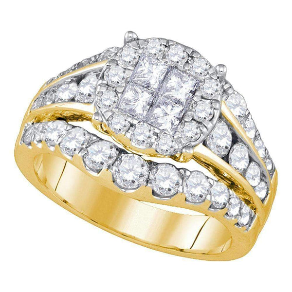 14kt Yellow Gold Women's Princess Diamond Soleil Halo Bridal Wedding Engagement Ring 2-1/10 Cttw - FREE Shipping (US/CAN)-Gold & Diamond Engagement & Anniversary Rings-5-JadeMoghul Inc.