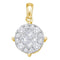 14kt Yellow Gold Women's Princess Diamond Soliel Cluster Pendant 1-2 Cttw - FREE Shipping (US/CAN)-Gold & Diamond Pendants & Necklaces-JadeMoghul Inc.