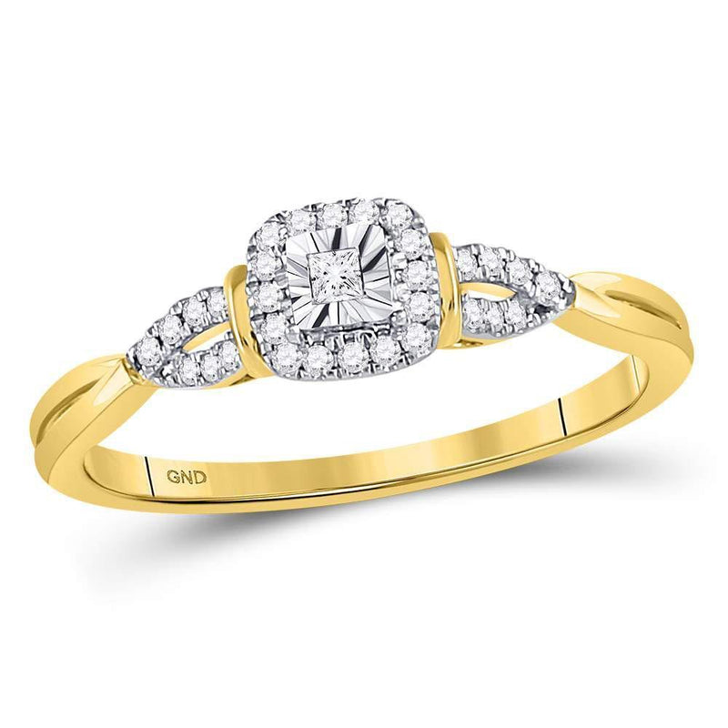 14kt Yellow Gold Women's Princess Diamond Solitaire Bridal or Engagement Ring 1/10 Cttw-Gold & Diamond Wedding Jewelry-JadeMoghul Inc.