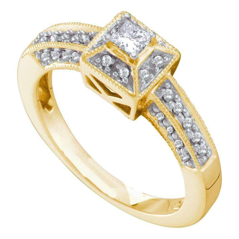 14kt Yellow Gold Women's Princess Diamond Solitaire Bridal Wedding Engagement Ring 1/3 Cttw - FREE Shipping (US/CAN)-Wedding Jewelry-7-JadeMoghul Inc.