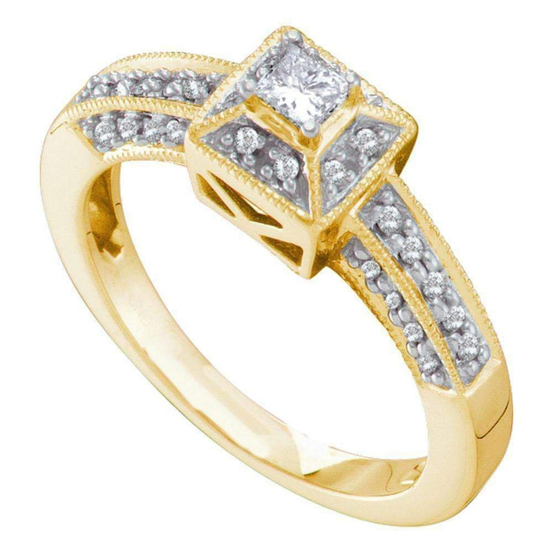14kt Yellow Gold Women's Princess Diamond Solitaire Bridal Wedding Engagement Ring 1/3 Cttw - FREE Shipping (US/CAN)-Wedding Jewelry-7-JadeMoghul Inc.