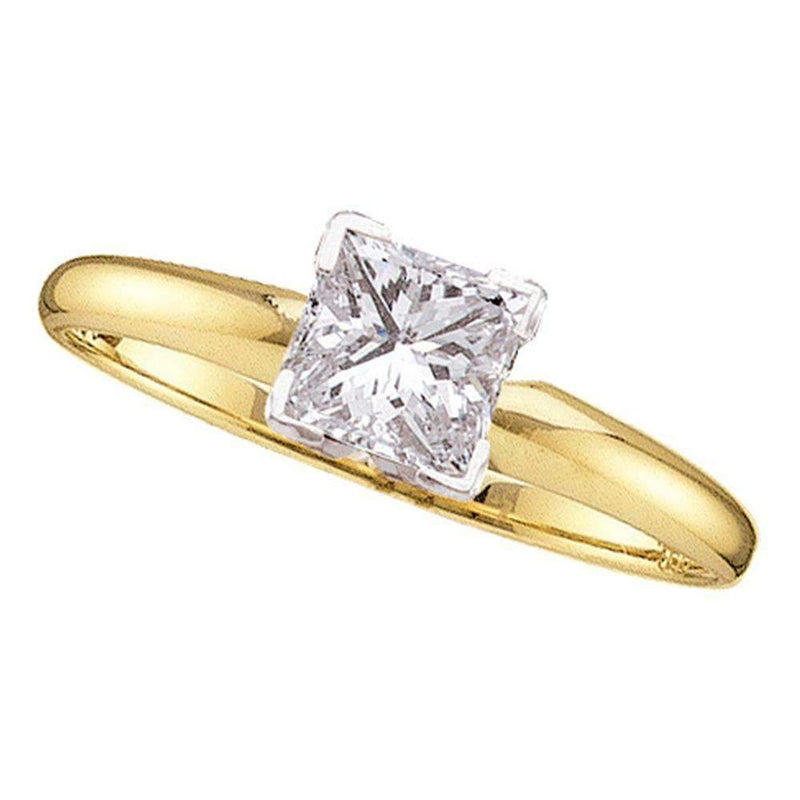 14kt Yellow Gold Women's Princess Diamond Solitaire Bridal Wedding Engagement Ring 1/5 Cttw - FREE Shipping (US/CAN)-Wedding Jewelry-5-JadeMoghul Inc.