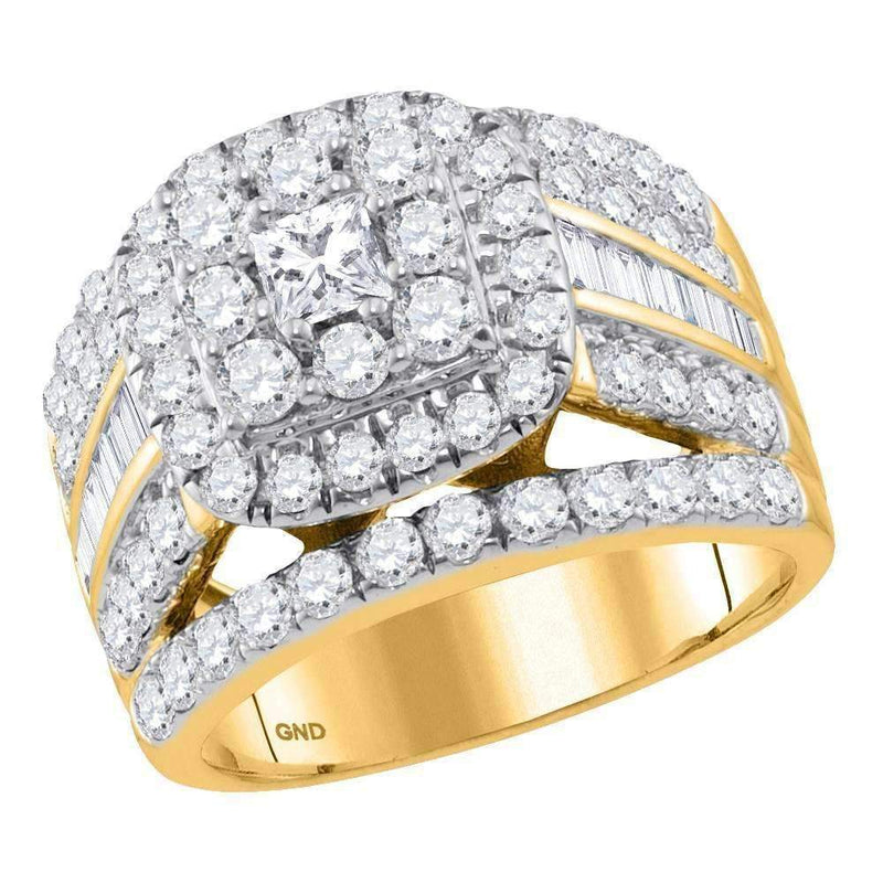 14kt Yellow Gold Women's Princess Diamond Solitaire Halo Bridal Wedding Engagement Ring 3.00 Cttw - FREE Shipping (US/CAN)-Wedding Jewelry-5-JadeMoghul Inc.