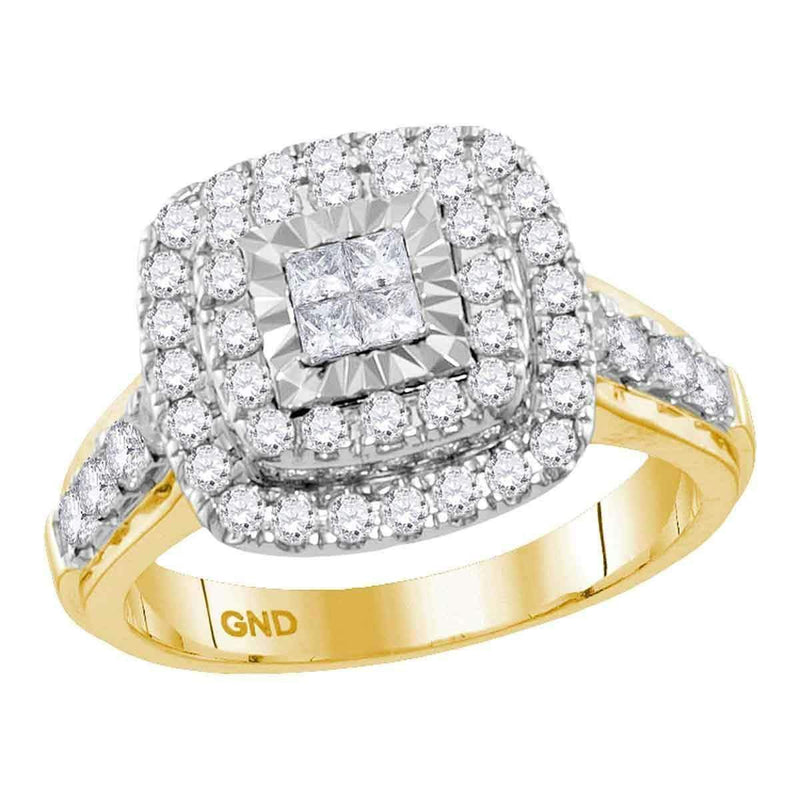14kt Yellow Gold Women's Princess Diamond Square Cluster Bridal Wedding Engagement Ring 1.00 Cttw - FREE Shipping (US/CAN)-Wedding Jewelry-5.5-JadeMoghul Inc.