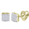 14kt Yellow Gold Women's Princess Diamond Square Cluster Stud Earrings 1-4 Cttw - FREE Shipping (USA/CAN)-Gold & Diamond Earrings-JadeMoghul Inc.