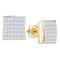 14kt Yellow Gold Women's Princess Diamond Square Cluster Stud Earrings 1.00 Cttw - FREE Shipping (USA/CAN)-Gold & Diamond Earrings-JadeMoghul Inc.