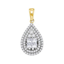 14kt Yellow Gold Women's Princess Diamond Teardrop Cluster Pendant 1.00 Cttw - FREE Shipping (US/CAN)-Gold & Diamond Pendants & Necklaces-JadeMoghul Inc.