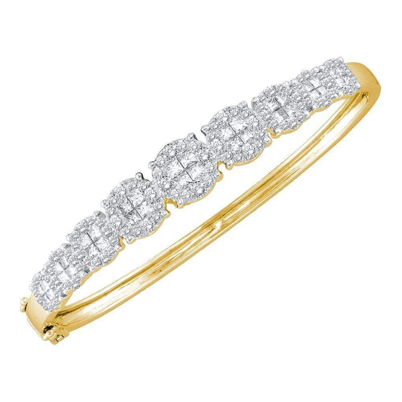 14kt Yellow Gold Women's Princess Round Diamond Soleil Bangle Bracelet 3-1-10 Cttw - FREE Shipping (US/CAN)-Gold & Diamond Bracelets-JadeMoghul Inc.