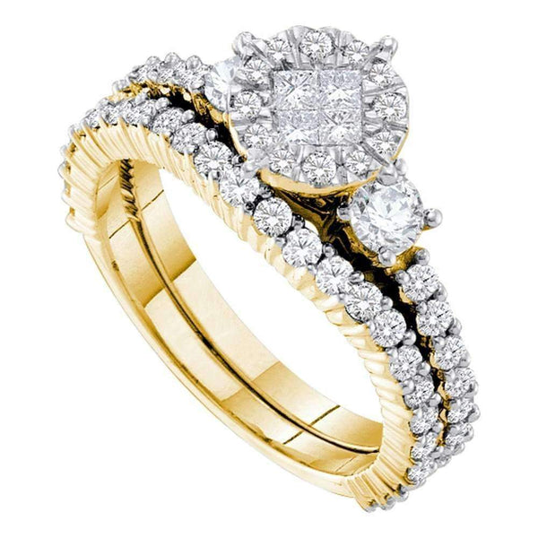 14kt Yellow Gold Women's Princess Round Diamond Soleil Bridal Wedding Engagement Ring Band Set 1-3/8 Cttw - FREE Shipping (US/CAN)-Wedding Jewelry-6-JadeMoghul Inc.