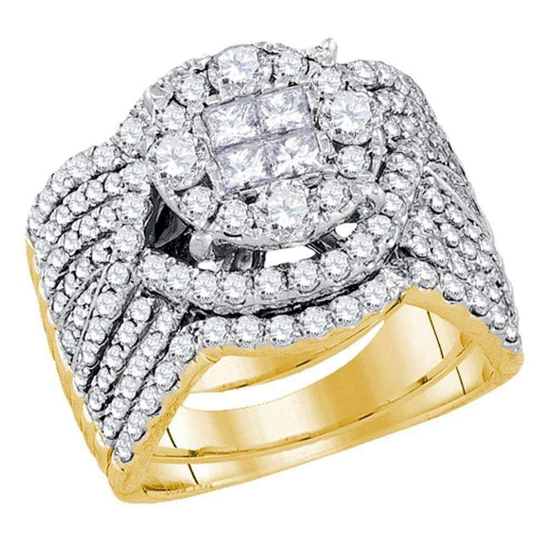 14kt Yellow Gold Women's Princess Round Diamond Soleil Bridal Wedding Engagement Ring Band Set 2-1/2 Cttw - FREE Shipping (US/CAN)-Wedding Jewelry-5.5-JadeMoghul Inc.