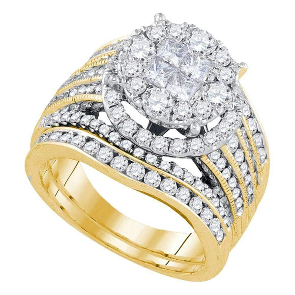 14kt Yellow Gold Women's Princess Round Diamond Soleil Bridal Wedding Engagement Ring Band Set 2-1/2 Cttw - FREE Shipping (US/CAN)-Wedding Jewelry-5-JadeMoghul Inc.