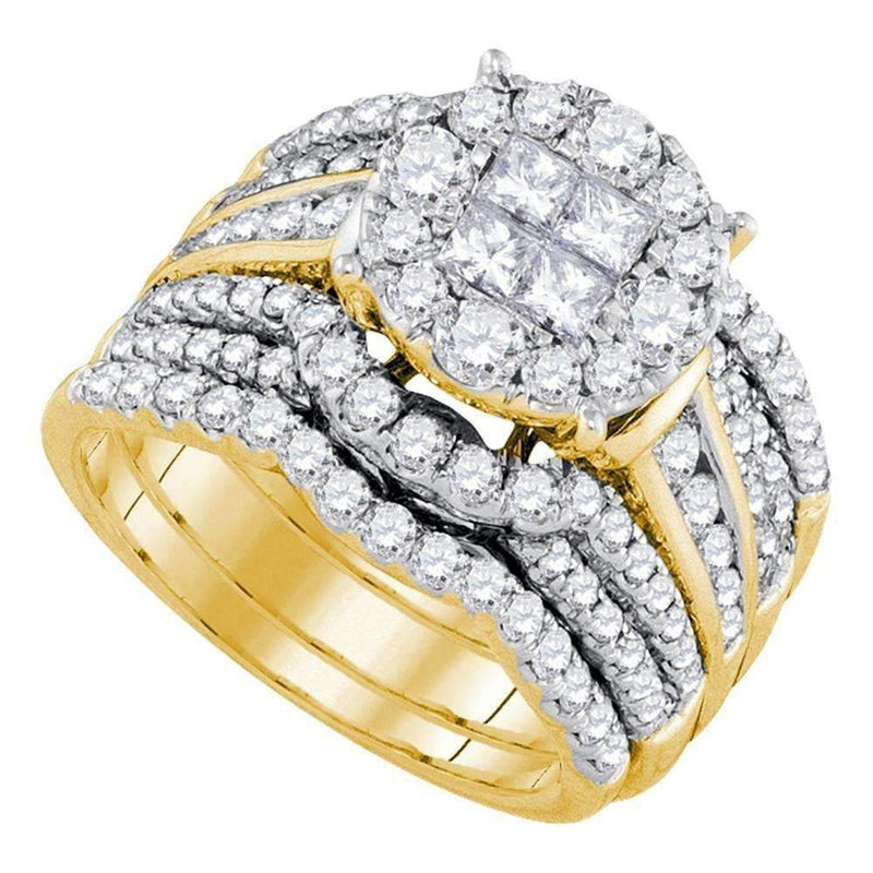14kt Yellow Gold Women's Princess Round Diamond Soleil Bridal Wedding Engagement Ring Band Set 2-1/2 Cttw - FREE Shipping (US/CAN)-Wedding Jewelry-5-JadeMoghul Inc.