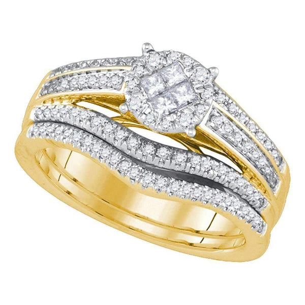14kt Yellow Gold Women's Princess Round Diamond Soleil Bridal Wedding Engagement Ring Band Set 5/8 Cttw - FREE Shipping (US/CAN)-Wedding Jewelry-5-JadeMoghul Inc.