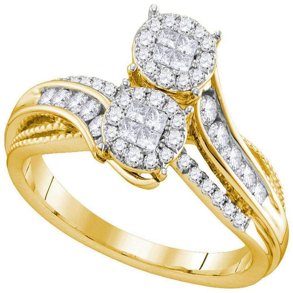 14kt Yellow Gold Women's Princess Round Diamond Soleil Bypass Bridal Wedding Engagement Ring 1/2 Cttw - FREE Shipping (US/CAN)-Gold & Diamond Engagement & Anniversary Rings-5-JadeMoghul Inc.