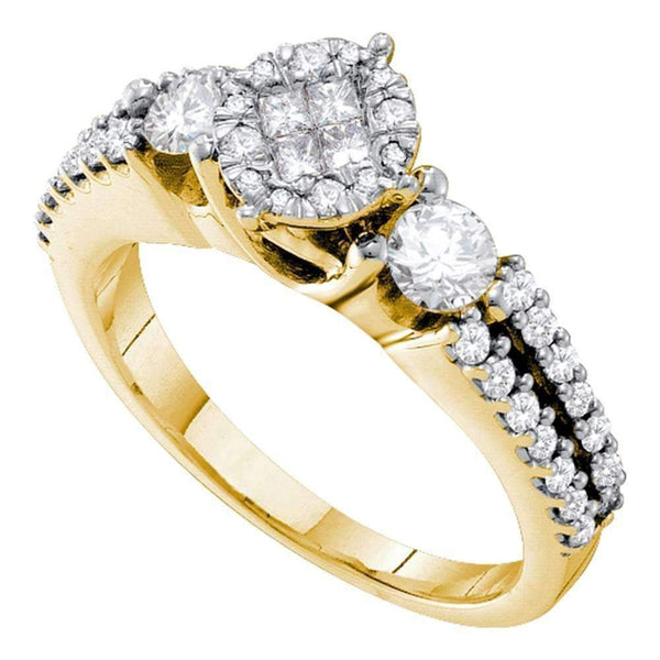 14kt Yellow Gold Women's Princess Round Diamond Soleil Cluster Bridal Wedding Engagement Ring 1.00 Cttw - FREE Shipping (US/CAN)-Wedding Jewelry-6-JadeMoghul Inc.