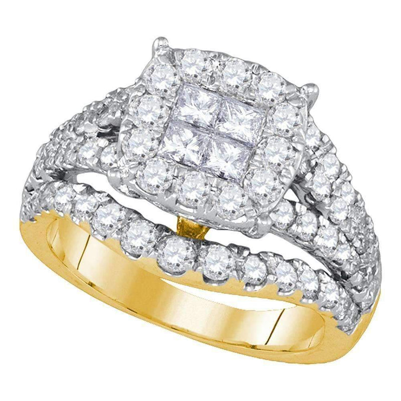 14kt Yellow Gold Women's Princess Round Diamond Soleil Cluster Bridal Wedding Engagement Ring 2-1/2 Cttw - FREE Shipping (US/CAN)-Wedding Jewelry-5-JadeMoghul Inc.