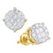 14kt Yellow Gold Women's Princess Round Diamond Soleil Cluster Earrings 1-6 Cttw - FREE Shipping (USA/CAN)-Gold & Diamond Earrings-JadeMoghul Inc.