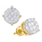 14kt Yellow Gold Women's Princess Round Diamond Soleil Cluster Earrings 2.00 Cttw - FREE Shipping (USA/CAN)-Gold & Diamond Earrings-JadeMoghul Inc.