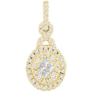 14kt Yellow Gold Women's Princess Round Diamond Soleil Cluster Pendant 1-2 Cttw - FREE Shipping (US/CAN)-Gold & Diamond Pendants & Necklaces-JadeMoghul Inc.