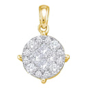 14kt Yellow Gold Women's Princess Round Diamond Soleil Cluster Pendant 2.00 Cttw - FREE Shipping (US/CAN)-Gold & Diamond Pendants & Necklaces-JadeMoghul Inc.