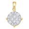 14kt Yellow Gold Women's Princess Round Diamond Soleil Cluster Pendant 2.00 Cttw - FREE Shipping (US/CAN)-Gold & Diamond Pendants & Necklaces-JadeMoghul Inc.