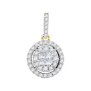 14kt Yellow Gold Women's Princess Round Diamond Soleil Framed Cluster Pendant 1-2 Cttw - FREE Shipping (US/CAN)-Gold & Diamond Pendants & Necklaces-JadeMoghul Inc.