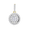 14kt Yellow Gold Women's Princess Round Diamond Soleil Framed Cluster Pendant 1-2 Cttw - FREE Shipping (US/CAN)-Gold & Diamond Pendants & Necklaces-JadeMoghul Inc.