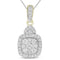 14kt Yellow Gold Women's Princess Round Diamond Square Cluster Pendant 3-8 Cttw - FREE Shipping (US/CAN)-Gold & Diamond Pendants & Necklaces-JadeMoghul Inc.