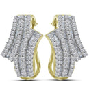 14kt Yellow Gold Women's Round Baguette Diamond Bypass Hoop Earrings 1-1-8 Cttw - FREE Shipping (US/CAN)-Gold & Diamond Earrings-JadeMoghul Inc.